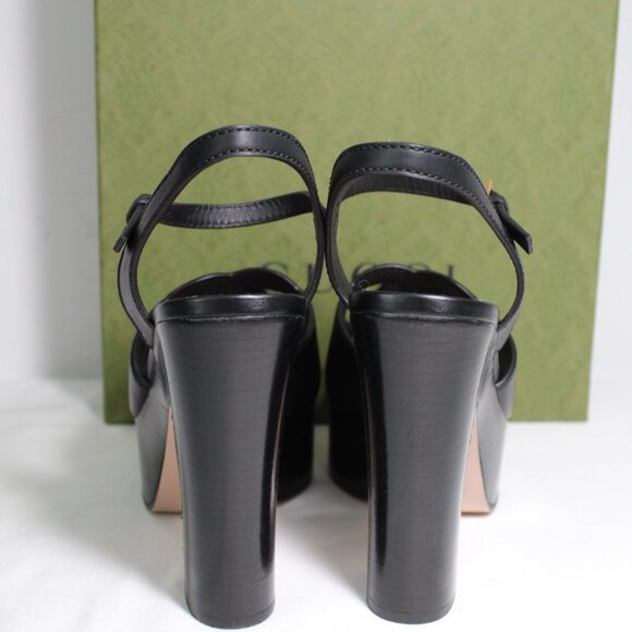 NWB Gucci Ankle Strap Interlocking GG Platform Sandals Heels Cut Out 40 730022 - Picture 3 of 6